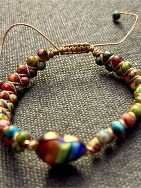 Multicolor Bead Macramé Bracelet - Adjustable Women's Jewelry